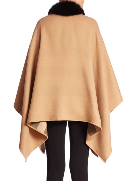 burberry poncho reversible|burberry fur trimmed poncho.